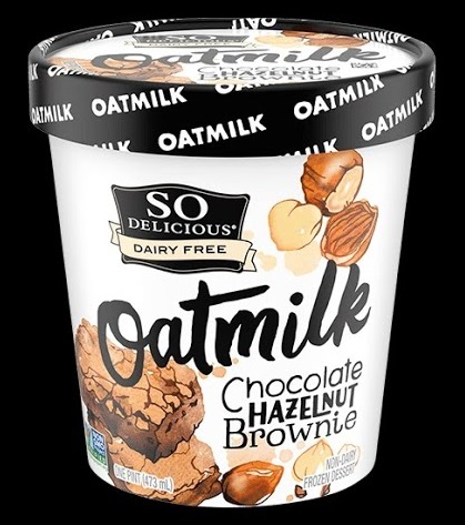 photo of so delicious brand chocolate hazelnut brownie oat milk ice cream plant based ice cream
