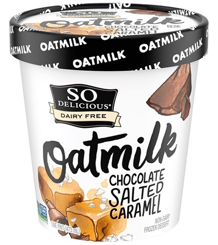 photo of so delicious brand chocolate salted caramel oat milk ice cream plant based ice cream